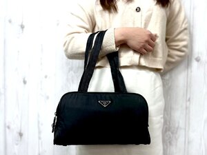 極美品 PRADA プラダ テスート ハンドバッグ ショルダーバッグ バッグ ナイロン×ナイロンキャンバス 黒 78850