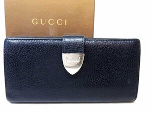 グッチ Wホック 財布 ■ 231837 ブラック レザー シルバー ロゴ 金具 メンズ レディース 長財布 GUCCI □5G6DS