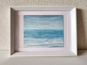 風景画　海の絵　パステル　アート　自然　絵画　夏　空の絵　オイルパステル インテリア