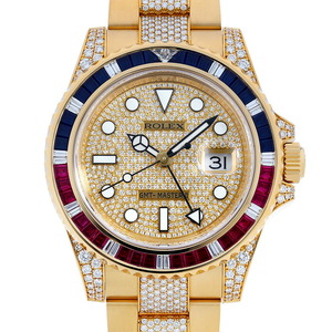 ロレックス GMTマスターII ラグダイヤ ベゼルダイヤ/サファイヤ/ルビー 116758SARU M番 中古 メンズ 腕時計