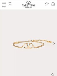 美品【ヴァレンティノ】Vロゴ シグネチャー メタル ブレスレット　ゴールド　VALENTINO GARAVANI　金色　ヴァレンティノ ガラヴァーニ