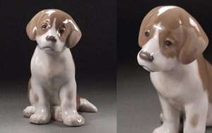 ∇花∇【ロイヤルコペンハーゲン】 1994年イヤーフィギュリン 色絵磁器人形「セント・バーナード」 愛らしい子犬 樽形タグあり