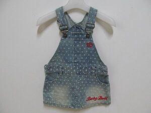 (43060)BABY DOLL　ベビードール　デニム　サロペットスカート　ドット　ブルー　90㎝　USED