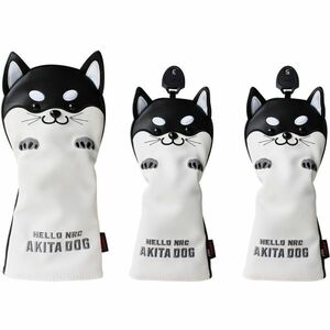 AS016:●3点セット● ゴルフ ヘッドカバー DR 1点 + FW 2点 ウッド ドライバー フェアウェイ 秋田犬モデル 46