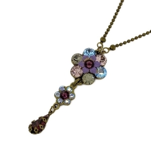 ミハエルネグリン Michal Negrin ネックレス - ブロンズ×ピンク×マルチ フラワー/ボールチェーン アクセサリー（首）