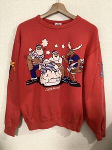 CAPTAIN SANTA キャプテンサンタ　キャラクタープリントスウェット　トレーナー　レッド　レトロ　紳士服　メンズ　古着