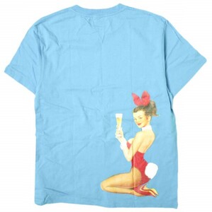 PLAYBOY x BEAMS T プレイボーイ ビームスティー 別注 Banny Illustration Tee バニーガールプリントTシャツ M BLUE 半袖 トップス g13648