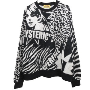 美品 23AW HYSTERIC GLAMOUR ヒステリックグラマー NEW WAVE ジャカード オーバーサイズ スウェット トレーナー F ブラック