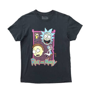 USA 古着 Tシャツ リックアンドモーティー アニメ メンズM プリント ブラック 黒 BA2957