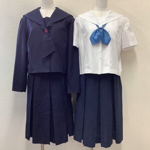 I938/Y(中古)福島県 二本松市立 第三中学校 女子制服4点 /指定品/L/LL/W68~70/W70~72/セーラー/吊りスカート/タイ/リボン/冬夏/合服/学生服