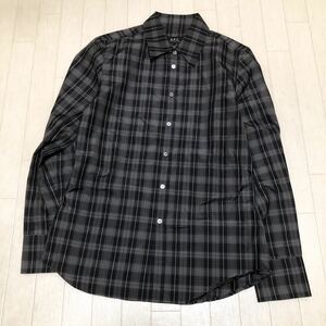 15 A.P.C. アーペーセー ボタンシャツ チェック 長袖 ポリシャツ 1 ダークグレー ネイビー メンズ