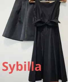 Sybillaシビラ黒ワンピースドレス　ペチコート付made in Japan