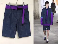 sacai グレンチェック 配色 ベルテッド ショートパンツ 19SS サカイ