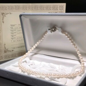 【鑑別書付き】アコヤ真珠 6.0-6.5mm 43.5cm ホワイト ネックレス 本真珠 アクセサリー SILVER pearl あこや パール