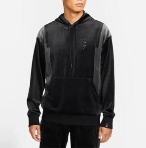 H7076　JORDAN BRAND　ジョーダンブランド　ZION TRACK SUIT TOP　ザイオントラックスーツトップ　ベロア　パーカー　プルオーバー　黒　M