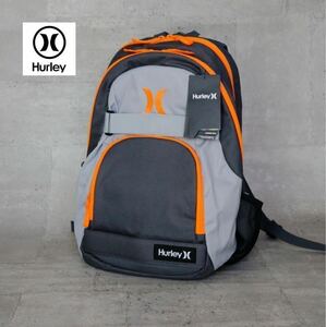 【Hurley ハーレー／未使用】バックパック Nonor Roll Solid Back Pack リュック サーフ／HZQ006034NS／グレー/ネオンオレンジ／2W000030