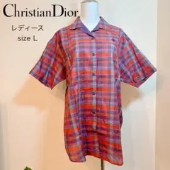 80s Christian Dior Sports 半袖 チェックシャツ L