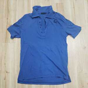カスタムカルチャー　customculture　半袖ポロシャツ ブルー　サイズ44　Mサイズ　ラインストーン　スカル　日本製　メンズ　半袖Tシャツ
