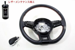 AACHY VW UP ワーゲンアップ H26年式 56971km 純正 レザー 赤ステッチ ステアリング ハンドル シフトノブ　^^^