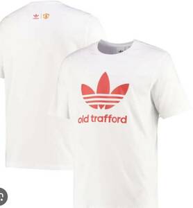 adidas アディダス　マンチェスターユナイテッド オリジナルス トレフォイル Tシャツ プリント size L ホワイト old trafford