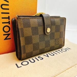 A419【美品】LOUIS VUITTON ルイヴィトン ダミエ ポルト モネ ビエヴィエノワ がま口 二つ折り財布 ウォレット N61674/MI1023