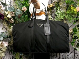 ●超美品●PRADA プラダ●三角ロゴプレート●ポコノ ナイロン サフィアーノ レザー●ボストン バッグ●黒●ヴィンテージ●大容量●Js50876