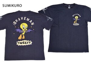 BR×LOONEYコラボ 天竺半袖Tシャツ◆The BRAVE-MAN スミクロMサイズ LTB-2405 ブレイブマン 刺繍 ルーニーチューンズ