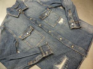 N25N 美品 ZARA ザラ デニム ジャケット Gジャン M 40 ダメージ加工　38