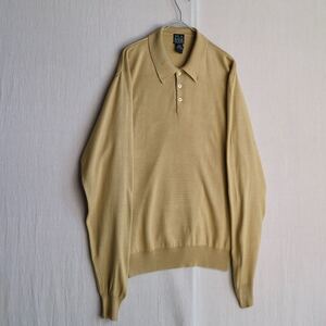 【100%シルク】 90s USA vintage ニット ポロシャツ / L マスタード プルオーバー ビンテージ K4-11016-9539