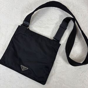 1円 PRADA プラダ ショルダーバッグ サコッシュ 斜め掛け クロスボディ 三角プレート ナイロン ポコノ 黒 ブラック レディース メンズ