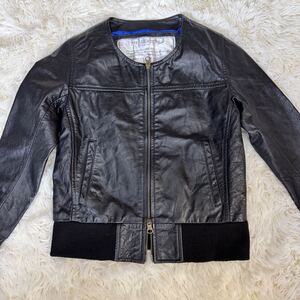 JTPLEATHER レディース　レザージャケット　ノーカラー　XS