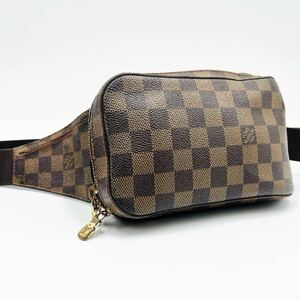 1円【LOUIS VUITTON ルイヴィトン】ジェロニモス N51994 ショルダーバッグ ボディバッグ PVC ダミエ 茶 ブラウン メンズ エベヌ 斜め掛け