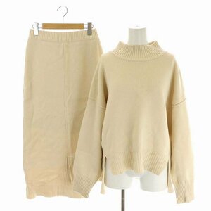 スライ 21AW MOCK NECK SIDE SLIT STEP HEM LONG セットアップ ニット セーター バルンスリーブ スカート タイト ロング ストレッチ F 1