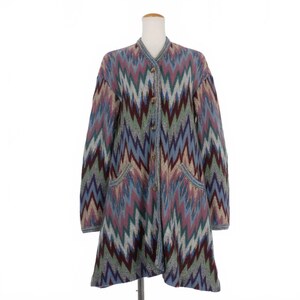 ミッソーニ MISSONI 90s ヴィンテージ 総柄 ジグザグ ニット カーディガン モヘア混 42 マルチカラー レディース