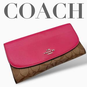 良品 COACH 三つ折り 長財布 PVC X0244