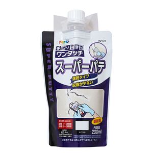 （まとめ買い）アサヒペン ワンタッチ スーパーパテ 200ml W101 ホワイト 〔×5〕 〔北海道・沖縄・離島配送不可〕