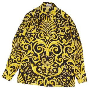 美品 Vintage ジャンニヴェルサーチ GIANNI VERSACE シャツ ブラウス ロングスリーブ 長袖 総柄 シルク トップス 38(S) ce01dr-rm10f12999