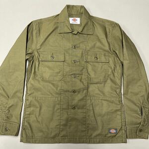 DICKIES ディッキーズ ミリタリーシャツ ワークシャツ ブルゾン アウター Sサイズ メンズ カーキ khaki 長袖 トップス ジャケット