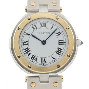 カルティエ CARTIER サントスラウンド LM デイト クォーツ メンズ 内箱付き H#136368