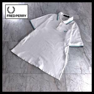 英国製 フレッドペリー ポロシャツ M12 白 ホワイト ネイビー 緑 42