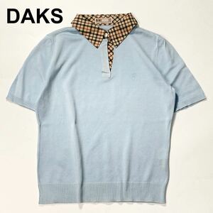 DAKS ダックス ニット ポロシャツ チェック柄 M レディース B102422-137