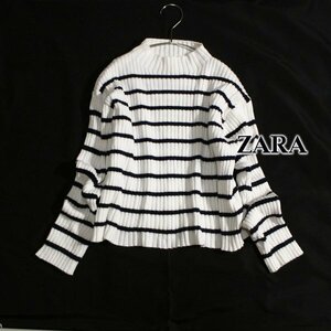 美品 ザラ ZARA 可愛いボーダー柄 ワイドリブ ニット セーター キッズ 11-12 152㎝ 秋 冬 24B10