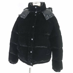 極美品□MONCLER モンクレール 21-22AW DAOS ロゴワッペン付き ラメ入り ベルベッド ダウンジャケット ブラック 1 ガーメント付き 正規品