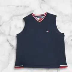 Tommy Hilfiger⭐︎110cm⭐︎ネイビー Vネックベスト赤白　トミー