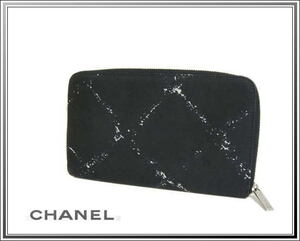 ☆CHANEL/シャネル 旧トラベルライン ラウンドファスナー長財布 黒×白 送料税込み！