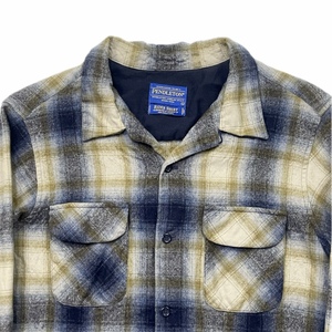 00s メキシコ製 PENDLETON ペンドルトン RIDER SHIRT ウール オープンカラー オンブレチェック シャツ ボックスシルエット L