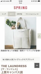 【●新品●しっかり生地●】 N.Y.発　人気ブランド THE LAUNDRESS [ザ・ランドレス] 上質キャンバス調 トート 高さ37×幅31.5×マチ13cm 2