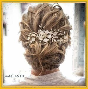 【新品未使用】ヘアアクセサリー花 ゴールド 髪飾り 結婚式 ブライダル ヘアピン ヘッドドレス　ウェディング 卒業式 成人式 花嫁