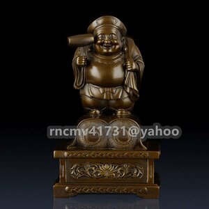 「81SHOP」 仏像 大黒天立像 銅製 21.5cm 商売繁盛 無病息災 福徳 福運 厄除け 七福神の置物 俵座四角台