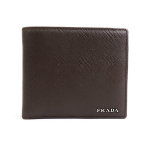 プラダ PRADA 二つ折り財布 レザー ブラウン a0525